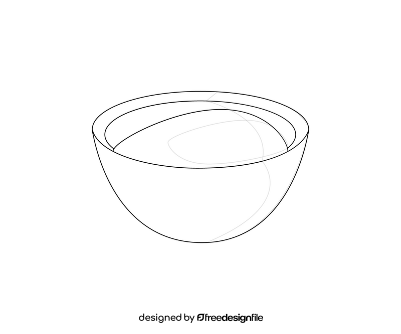 Bowl of sour cream black and white clipart
