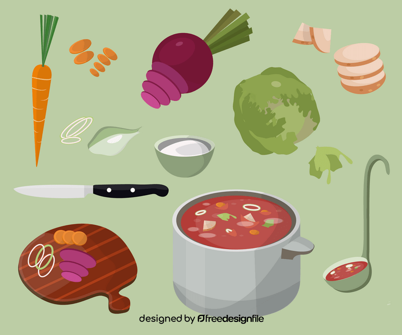 Russian borscht soup recipe vector