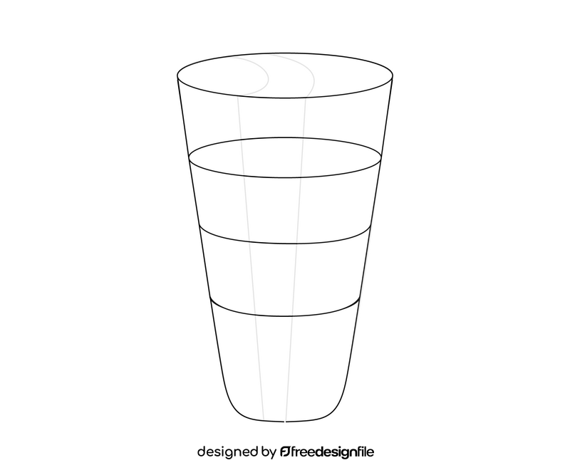 Glass of latte coffee drawing black and white clipart