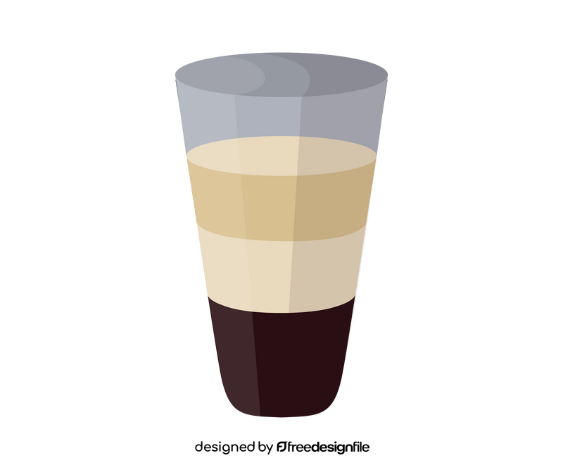 Glass of latte coffee drawing clipart
