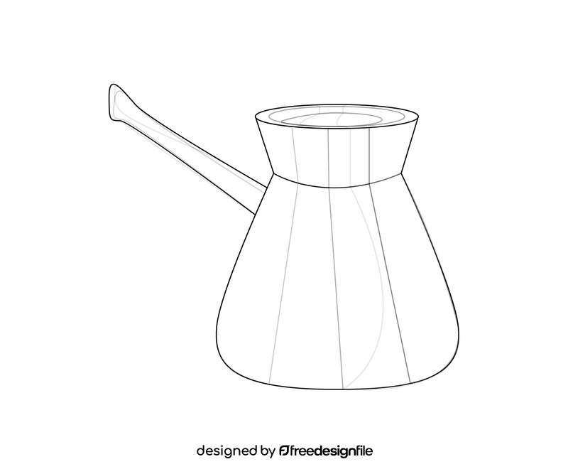 Turkish coffee pot black and white clipart