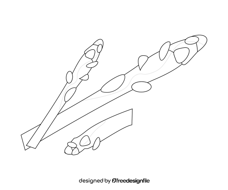 Asparagus greens illustration black and white clipart