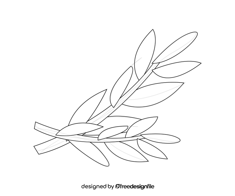 Mint leaves black and white clipart