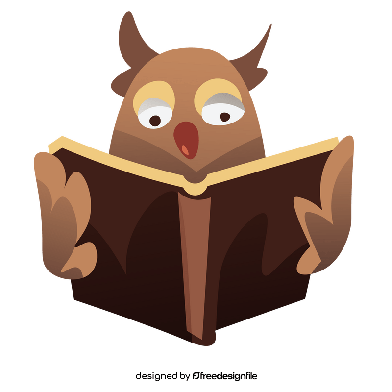 Cartoon owl with book clipart