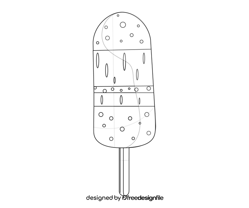 Ice cream on a stick black and white clipart