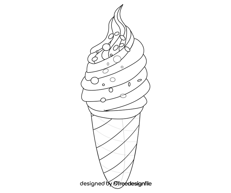 Cartoon ice cream cone black and white clipart