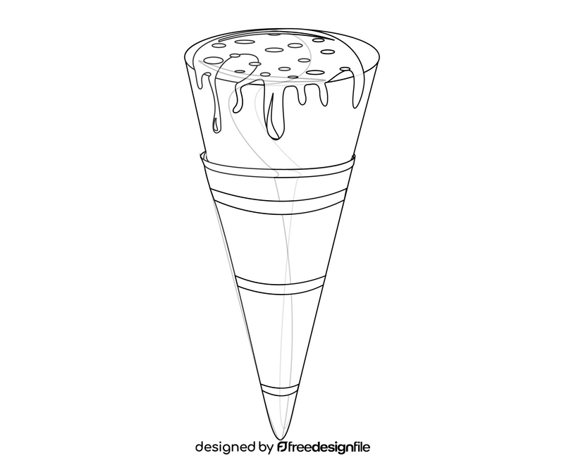 Waffle cone ice cream black and white clipart