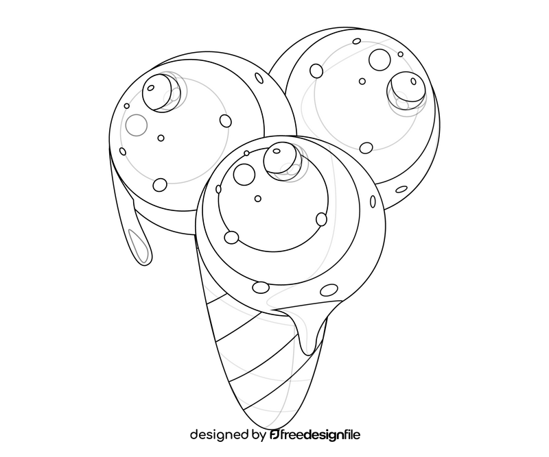Ice cream cone illustration black and white clipart