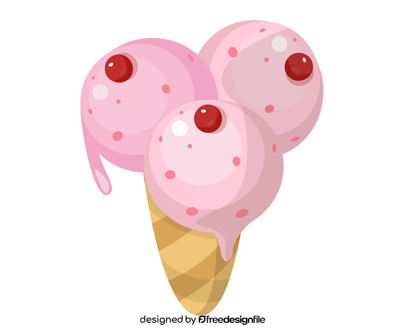 Pink ice cream cone illustration clipart