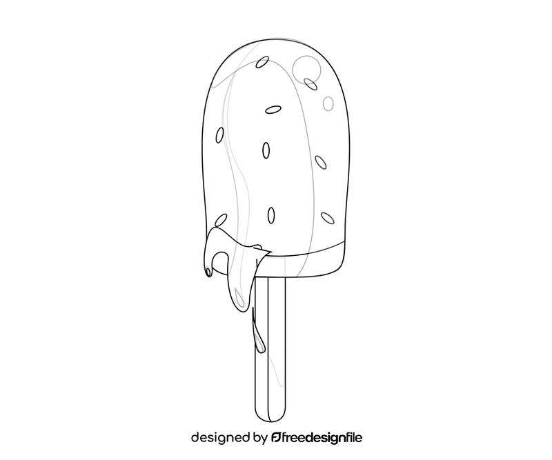 Watermelon ice cream illustration black and white clipart