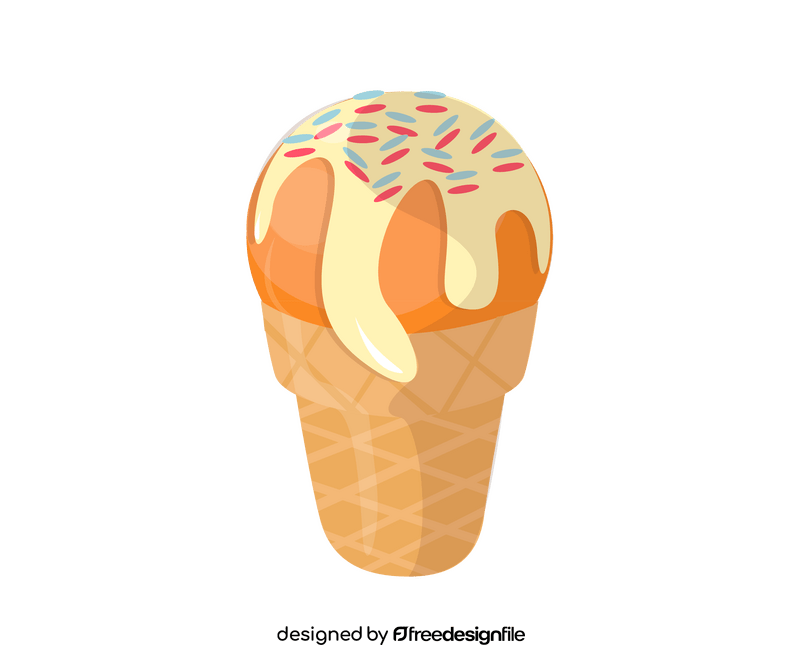 Orange ice cream in waffle clipart
