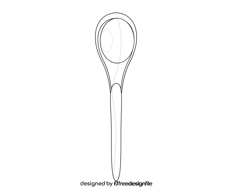 Wooden spoon cartoon black and white clipart