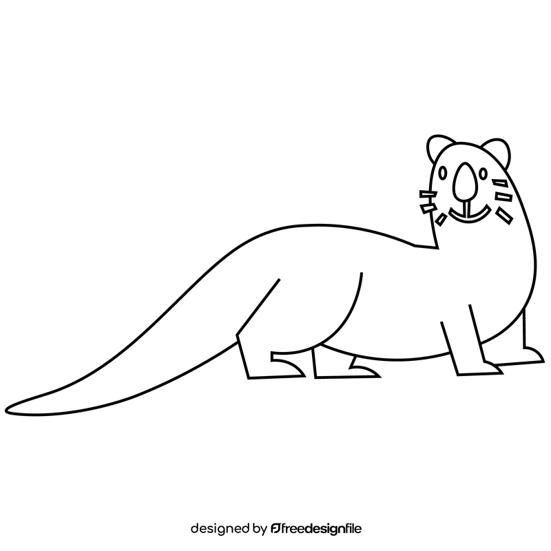 Otter cartoon drawing black and white clipart