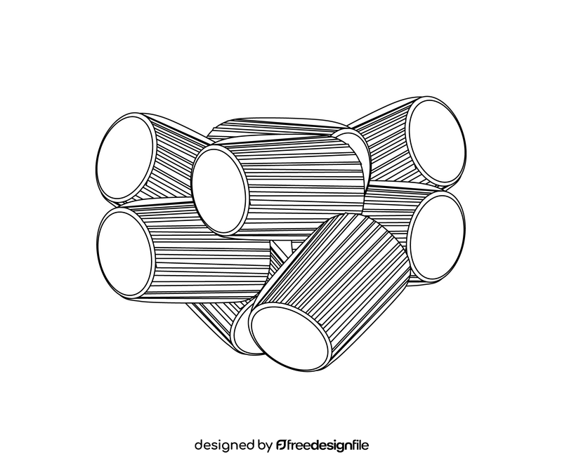 Pipe rigate pasta black and white clipart