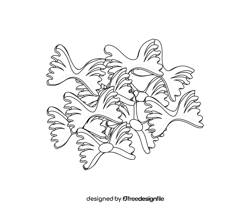 Free farfalle pasta black and white clipart