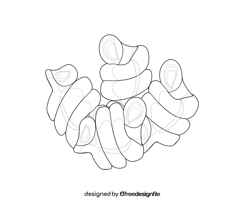 Fusilli spiral pasta black and white clipart