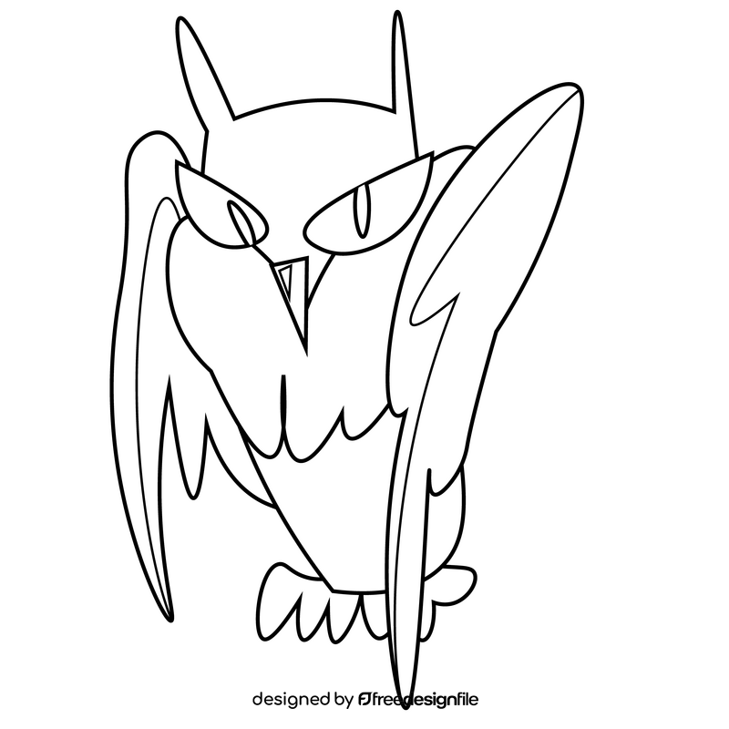 Scary owl black and white clipart