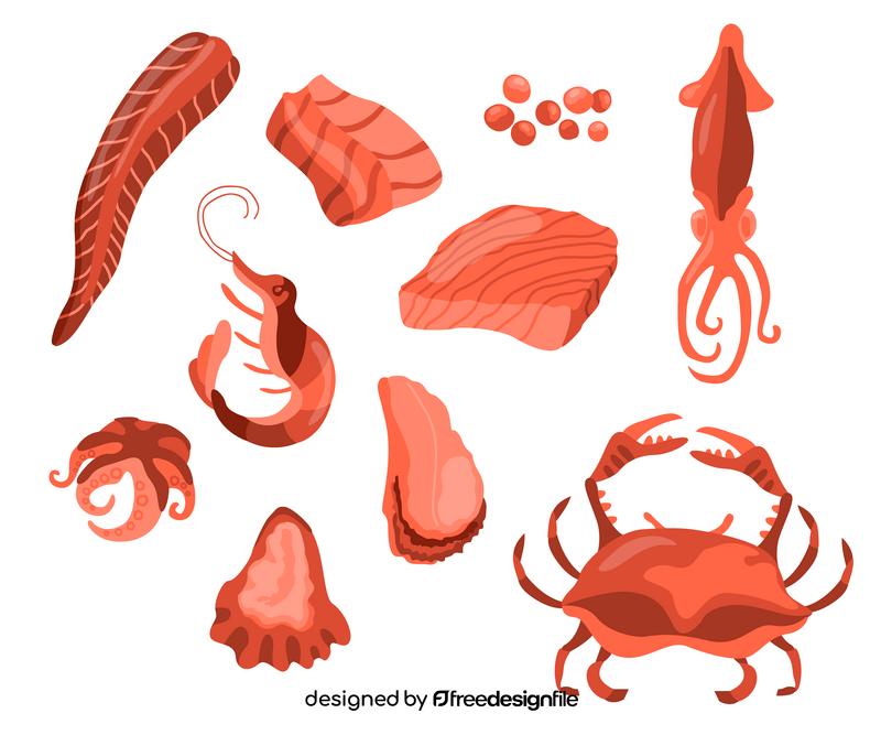 Seafood, fish meat vector