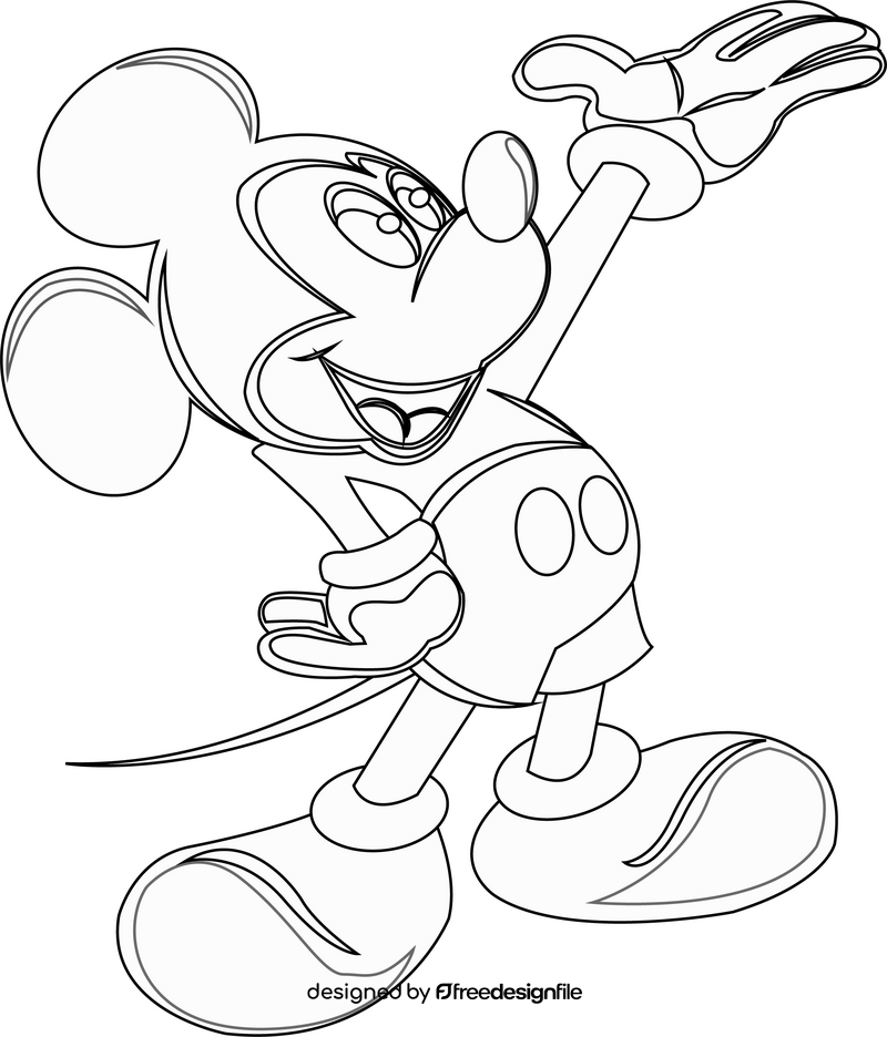 Cute mickey mouse black and white clipart