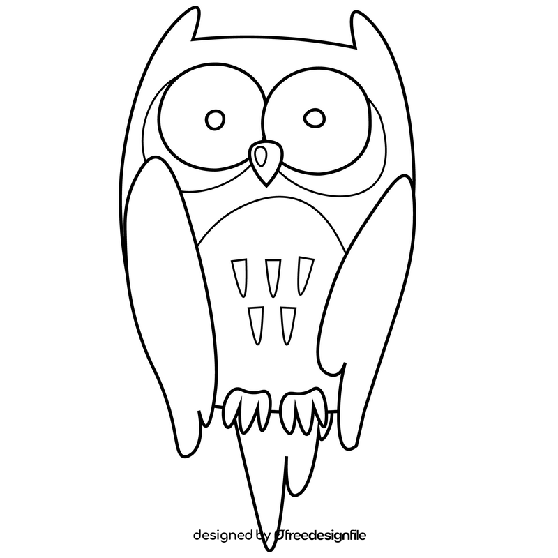 Owl drawing black and white clipart