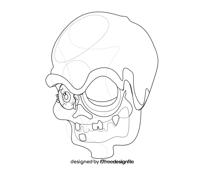 Free zombie skull black and white clipart