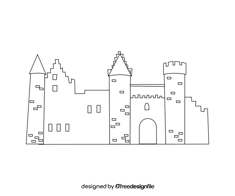 Het Steen castle cartoon, Belgium black and white clipart