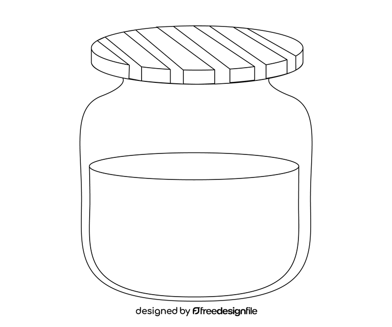 Glass jar of jam black and white clipart