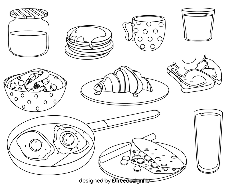 Breakfast free black and white vector