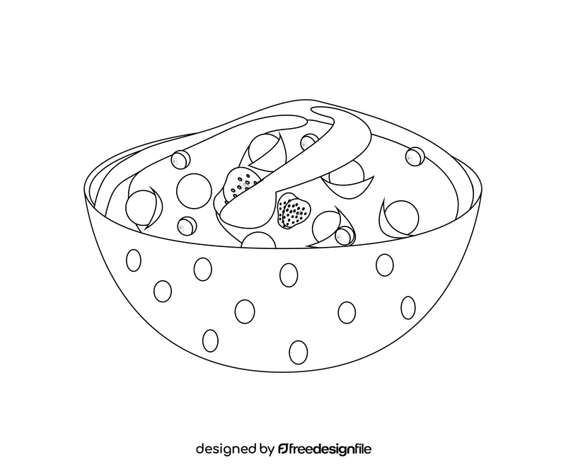 Fruit porridge illustration black and white clipart