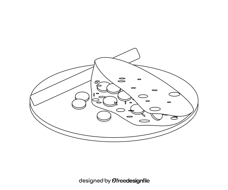 Breakfast with omelet with sausage black and white clipart