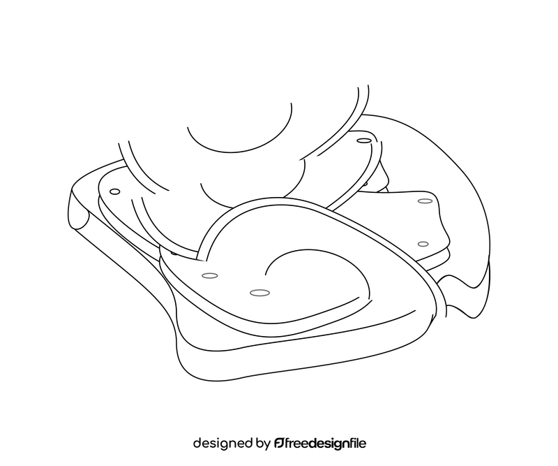 Free breakfast with avocado toast black and white clipart