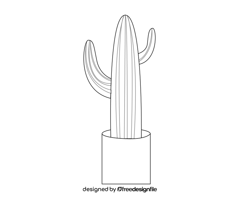 Cactus cartoon black and white clipart