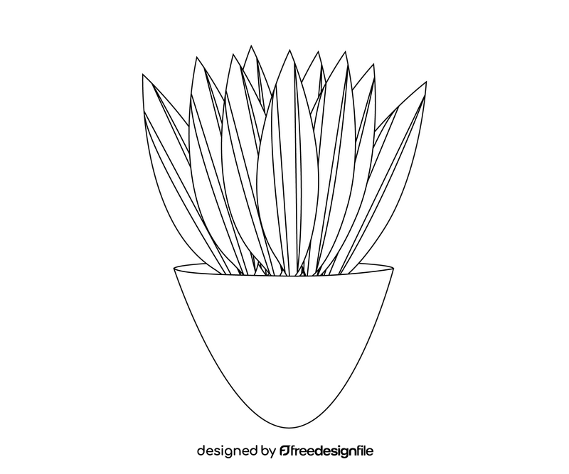 Aloe vera cactus black and white clipart