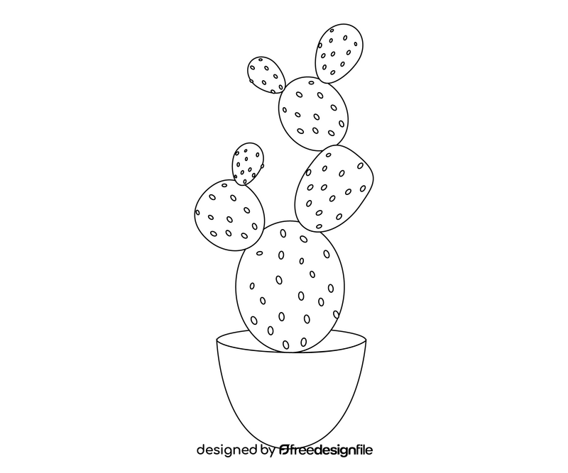Cactus illustration black and white clipart