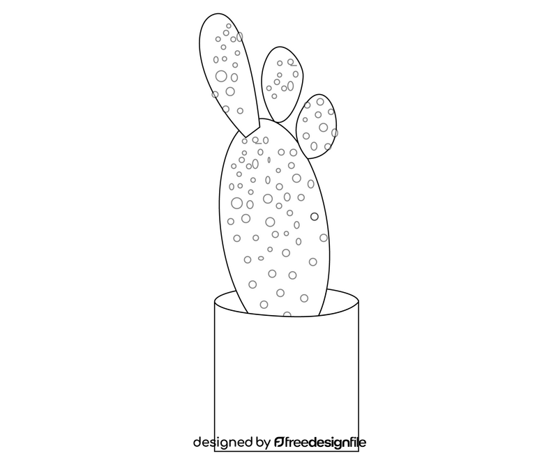 Cactus plant drawing black and white clipart