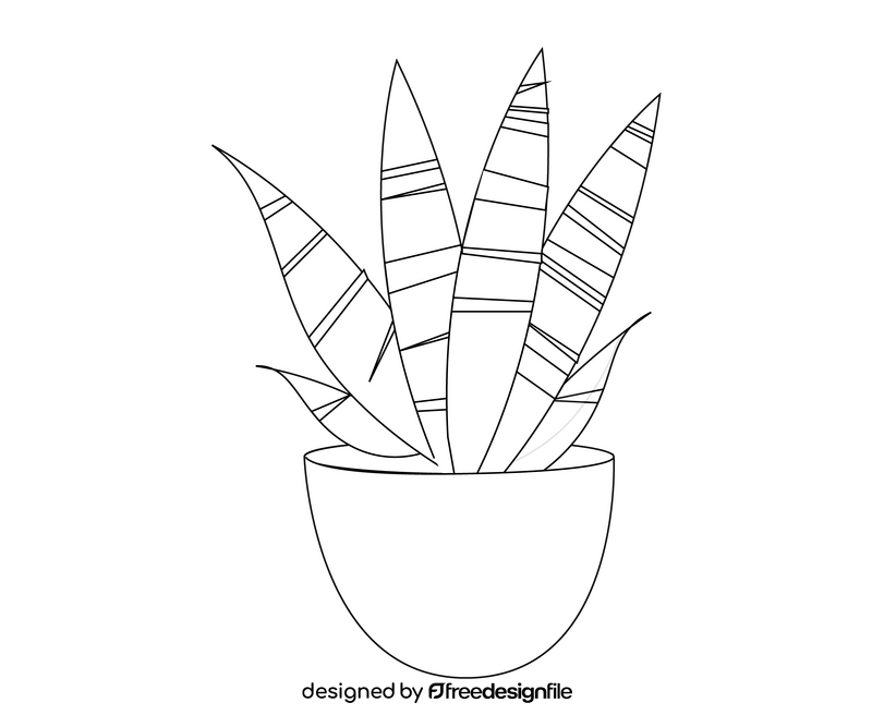 Aloe cactus cartoon black and white clipart