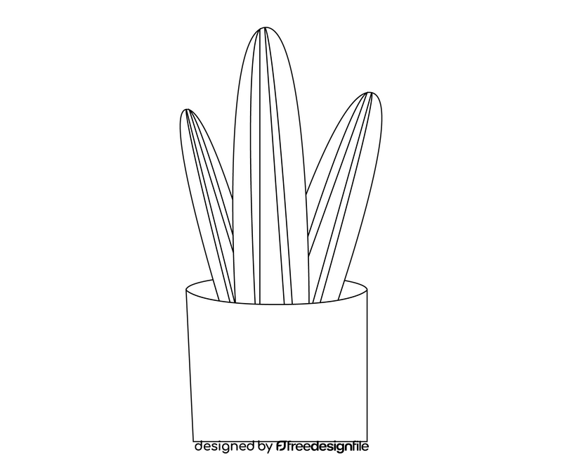 Cactus drawing black and white clipart