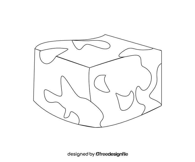 Cheese cube illustration black and white clipart