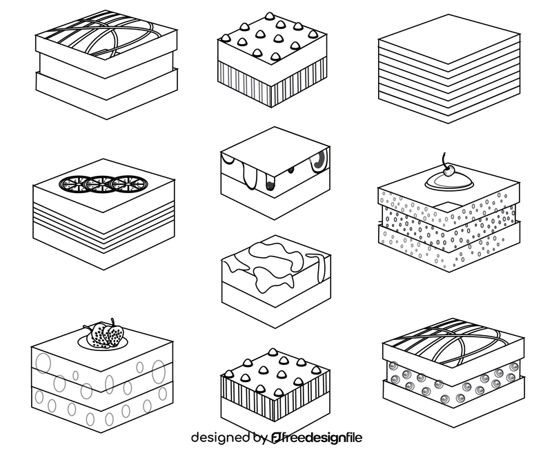 Mini rectangle cakes black and white vector