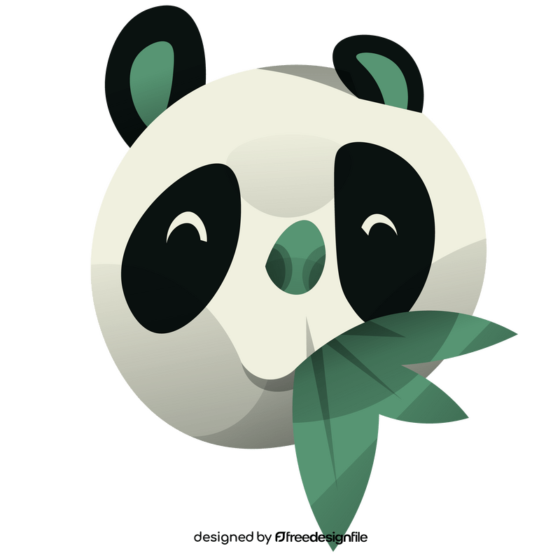 Panda eating leaves clipart