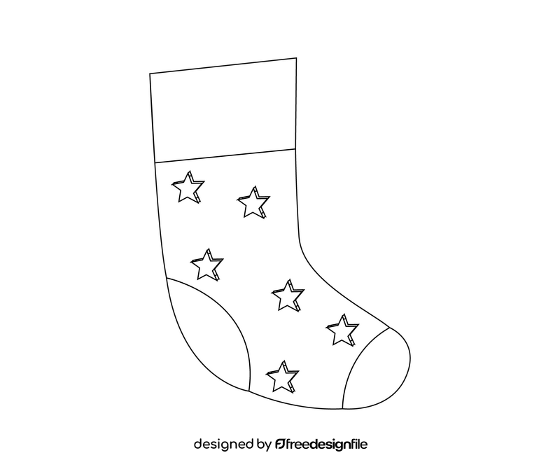 Cartoon Christmas socks black and white clipart