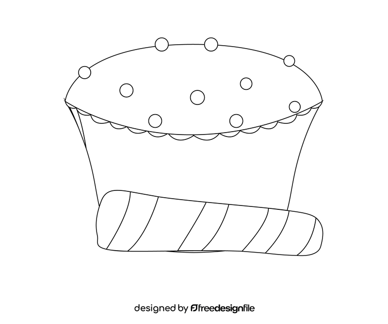 Cartoon Christmas cake black and white clipart