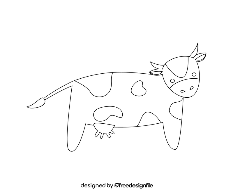 Cow cartoon black and white clipart