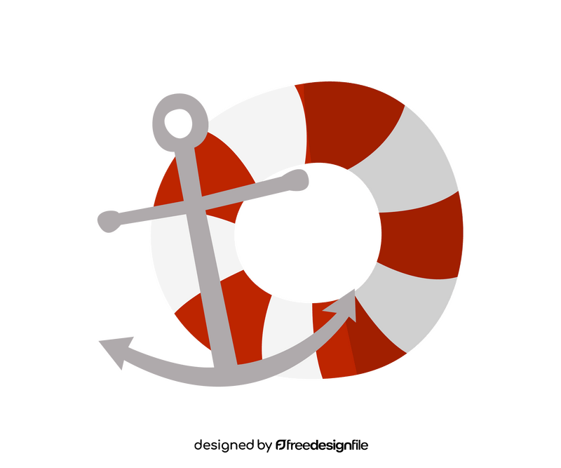 Cartoon anchor with lifebuoy clipart