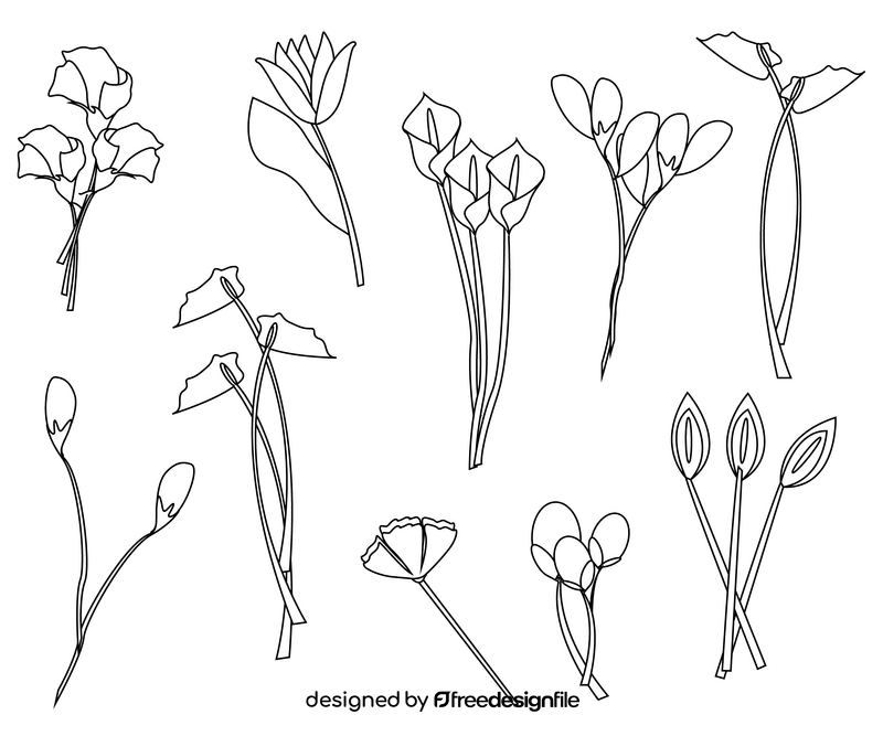 Flowers free black and white vector