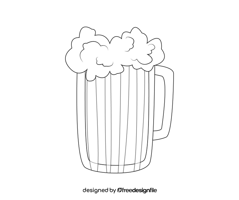 Glass of beer drawing black and white clipart