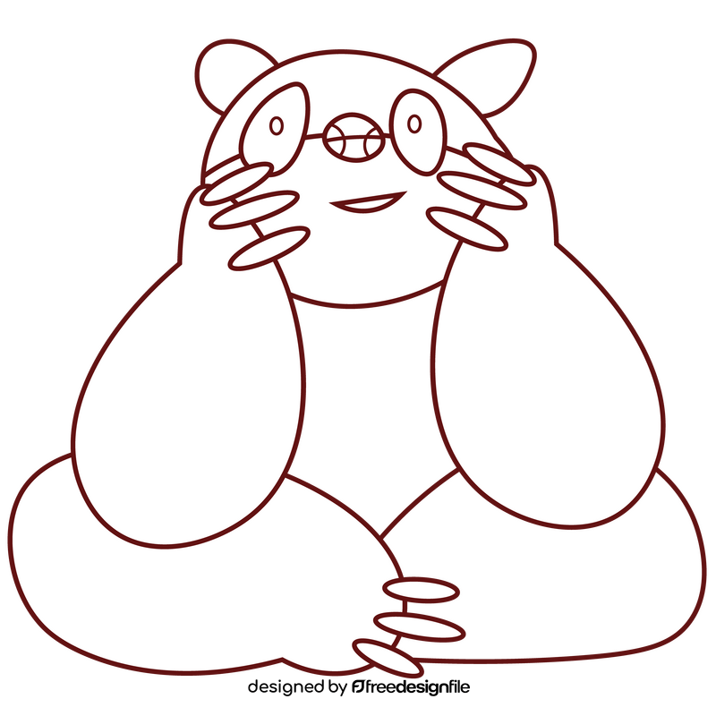 Panda sitting black and white clipart