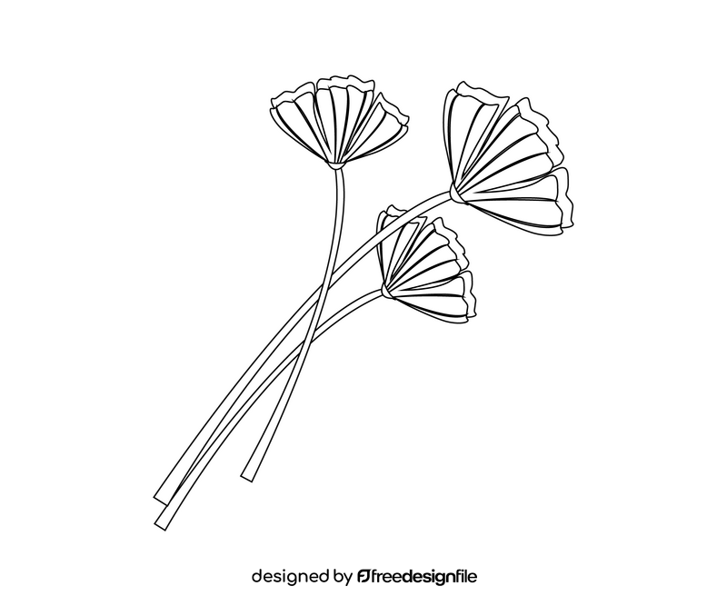 Flowers drawing black and white clipart