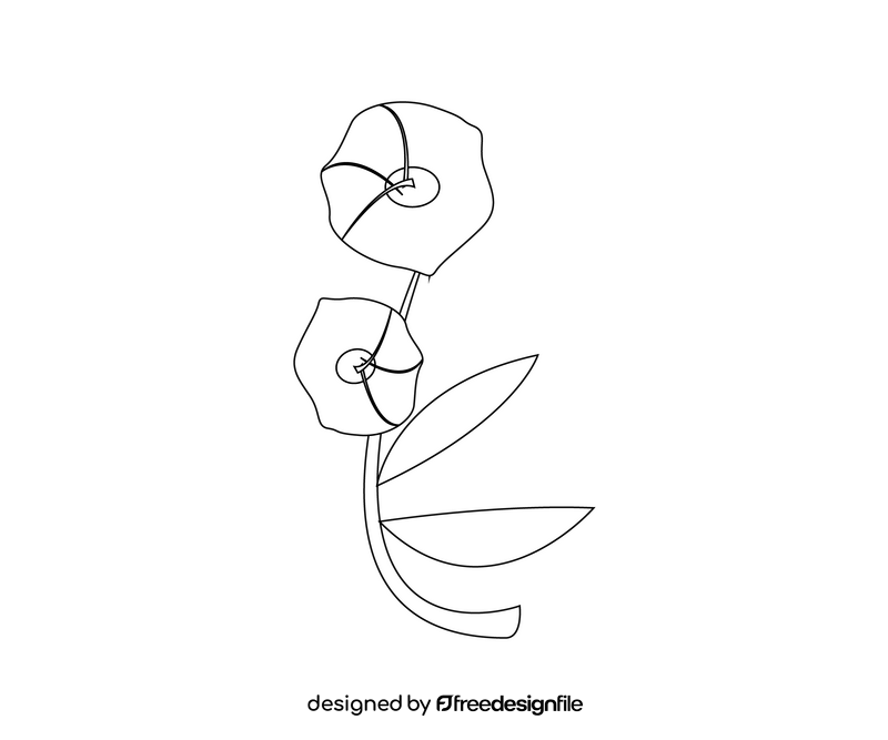 Flowers illustration black and white clipart