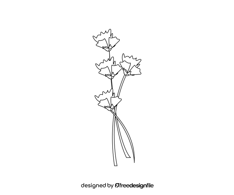 Flowers black and white clipart